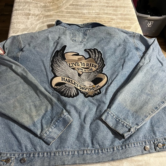 Men's Blue Harley Davidson XXXL Denim Jacket - Picture 6 of 12